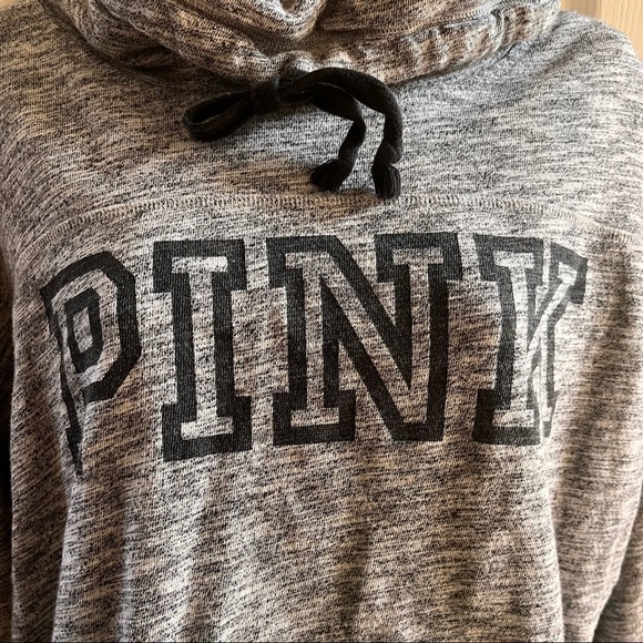 PINK by Victoria’s Secret pullover Sz small gray black drawstring - Picture 1 of 7